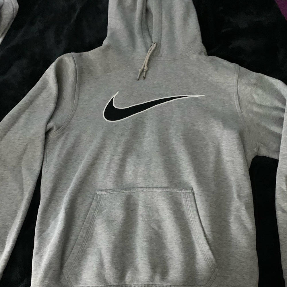 nike, drawstring, gray and black, thick material, never worn, small